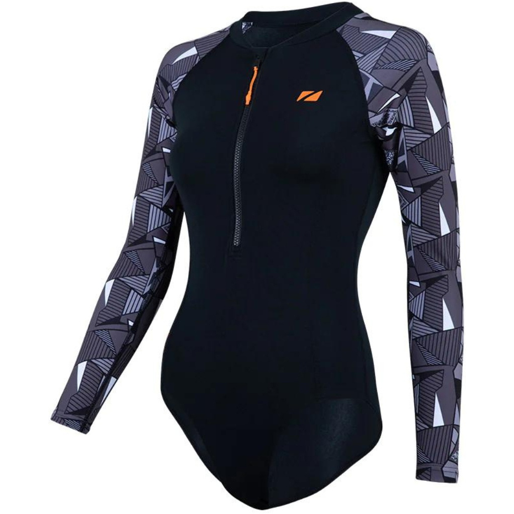 ZONE3 Da Donna Renew Manica Lunga Openwater Swimsuit SW23WOWSLS122 - Black Grey